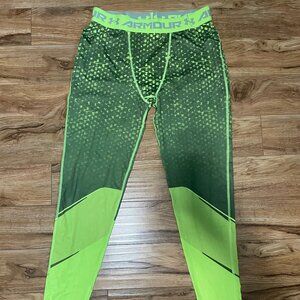 Under Armour UA Heatgear Compression Leggings Tights Bright Green - Size 2XL